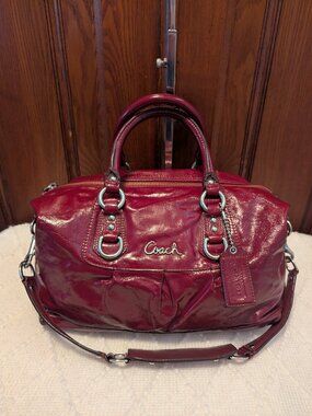 Coach Ashley Burgundy/ Red Patent Leather Satchel F15455